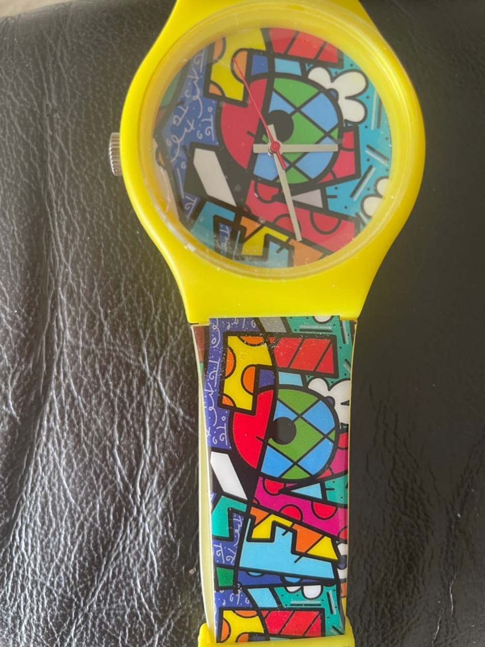 Colorful Yellow Pop Art Women's Watch - Vibrant Multicolor Strap